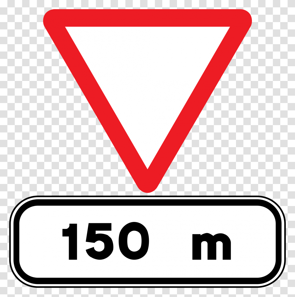 Stop Sign On Pole, Triangle, Logo, Trademark Transparent Png