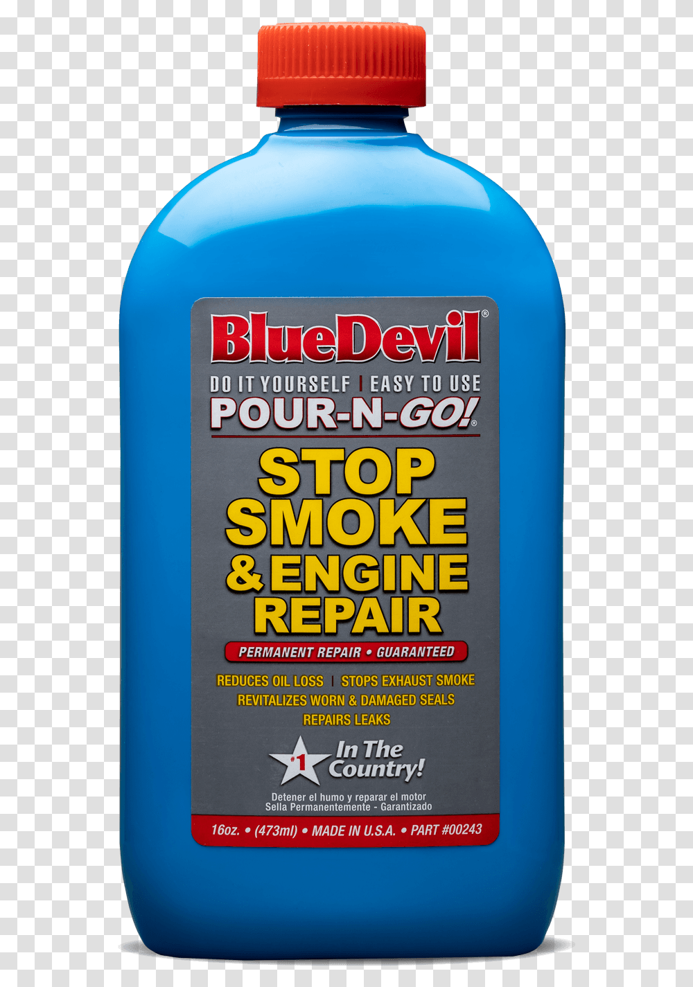 Stop Smoke And Engine Repair Leak Point Bluedevil Blue Devil Stop Smoke, Bottle, Cosmetics, Text, Aluminium Transparent Png