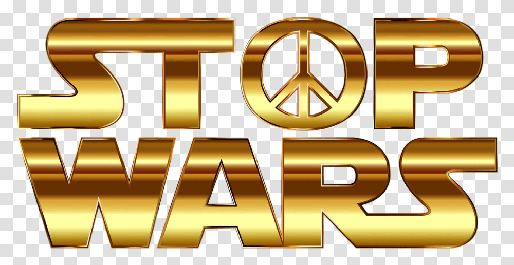 Stop Wars Peace Symbol Sign Star Wars Parody Graphic Design, Gold, Number, Alphabet Transparent Png
