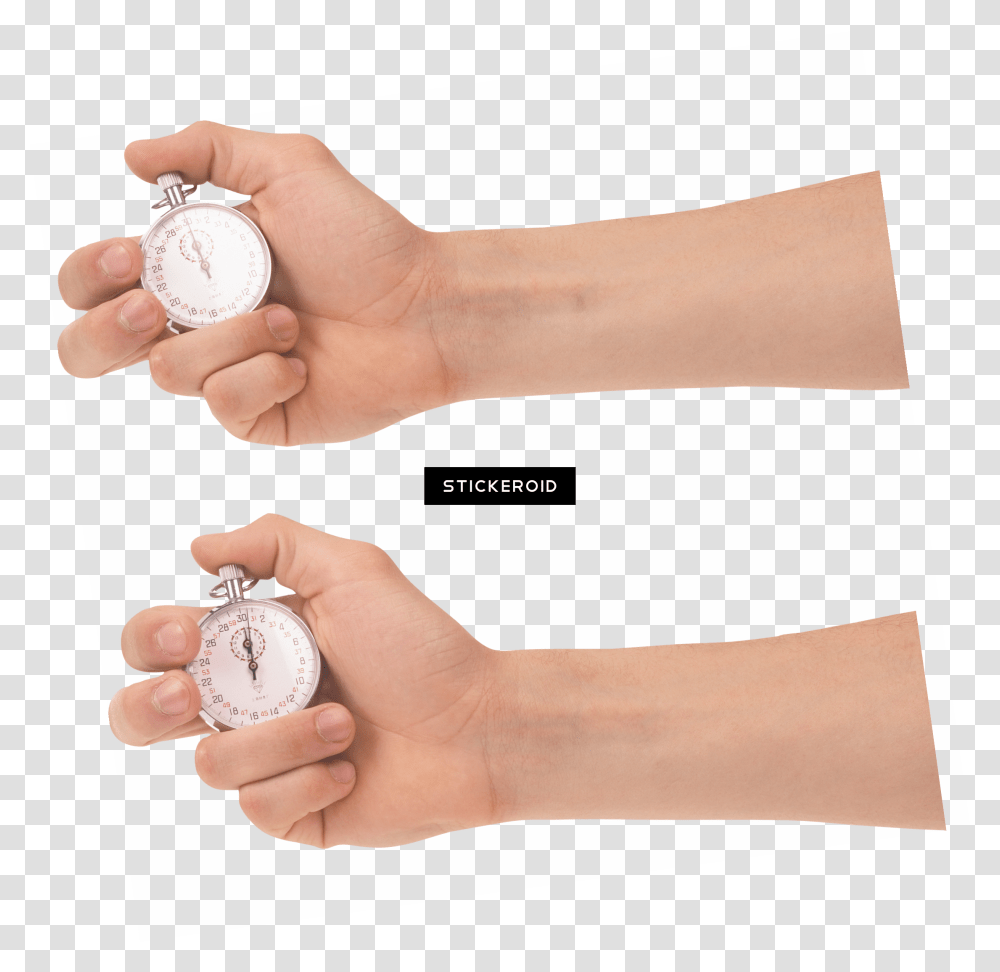 Stopwatch In Hand Clock Stopwatch, Person, Accessories, Finger, Ring Transparent Png