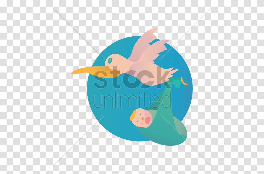 Stork Carrying A Baby Vector Image, Animal, Astronomy, Outer Space, Adventure Transparent Png