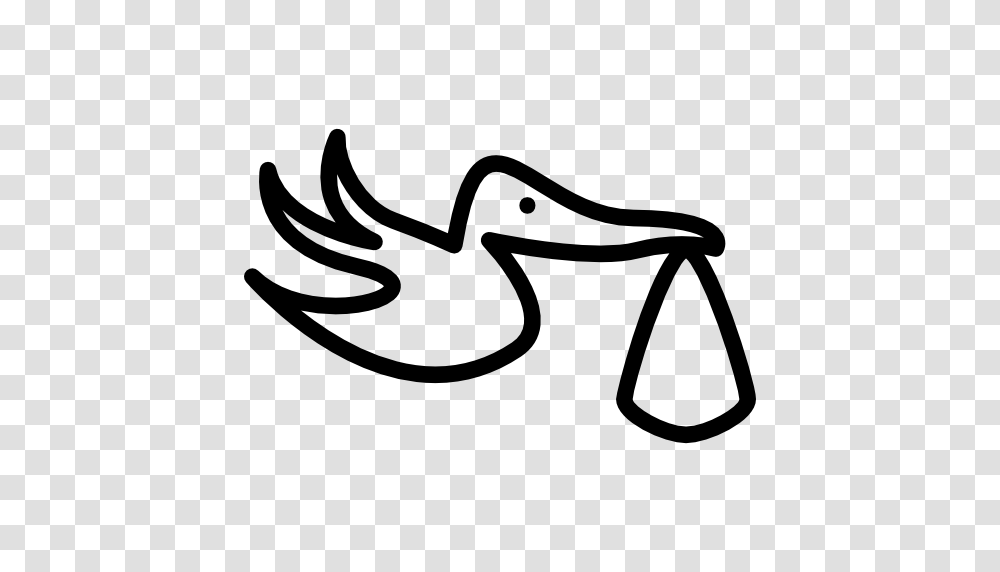 Stork Carrying A Bag, Stencil, Handwriting, Label Transparent Png