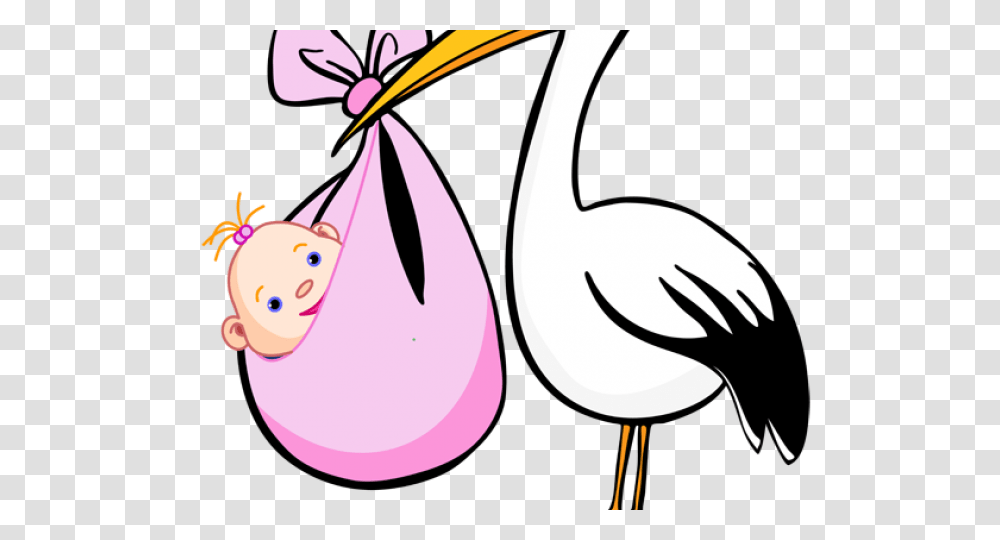 Stork Clipart Baby Card, Animal, Bird, Floral Design Transparent Png