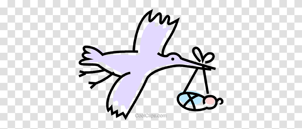 Stork Delivering A Baby Royalty Free Vector Clip Art Illustration, Animal, Fish, Sea Life, Bird Transparent Png