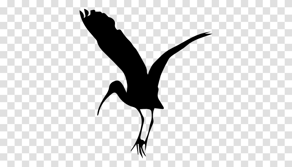 Stork Flying Icon, Silhouette, Bird, Animal, Stencil Transparent Png