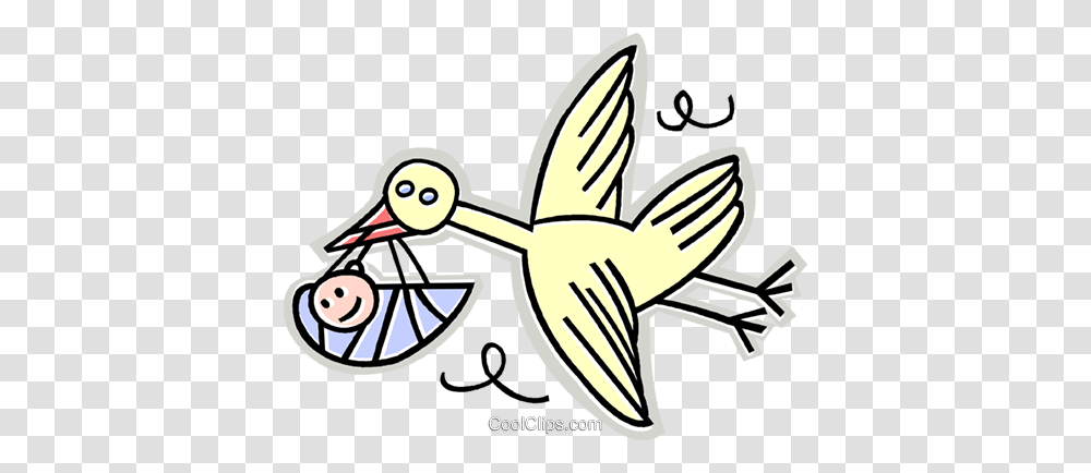 Stork With A Baby Royalty Free Vector Clip Art Illustration, Drawing, Animal, Bird, Outdoors Transparent Png