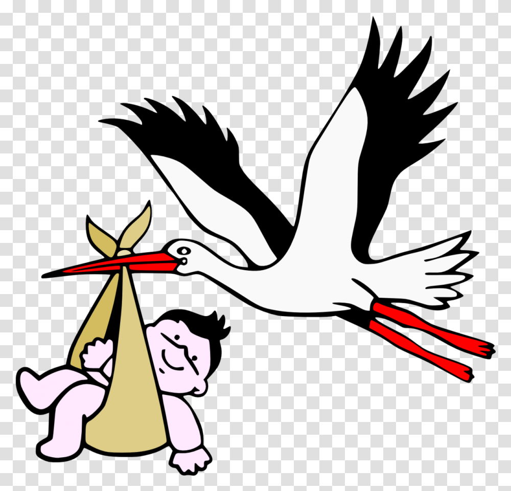 Stork With New New Born, Animal, Bird, Clothing, Apparel Transparent Png