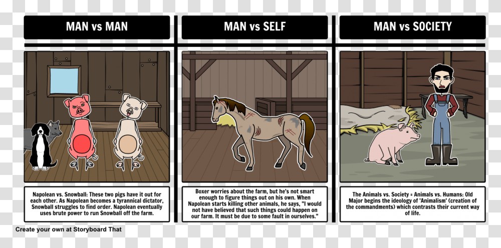 Storyboard Of Animal Farm, Mammal, Penguin, Horse Transparent Png