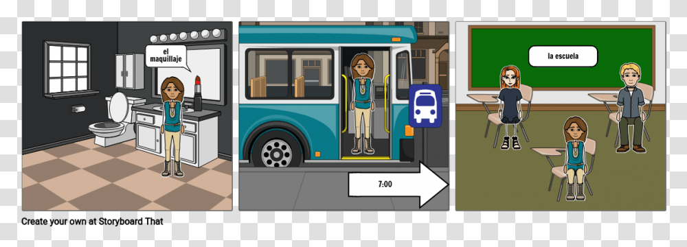 Storyboard Of Hair Oil, Bus, Vehicle, Transportation, Person Transparent Png