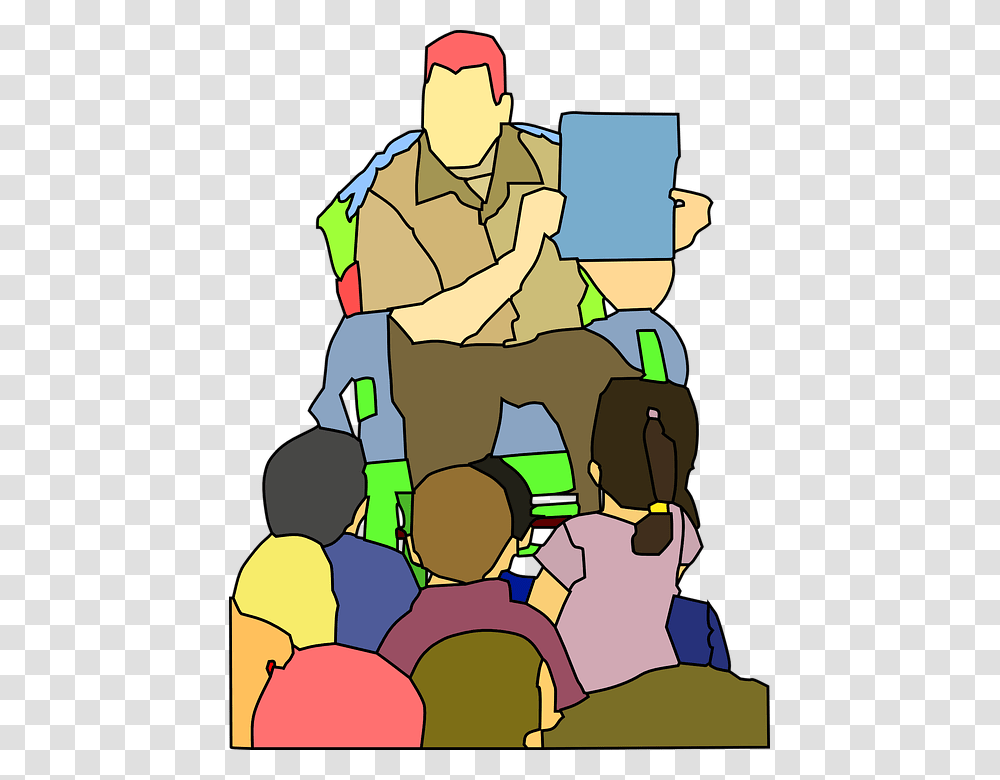 Storytelling Storybook School Education Kids Man Reading To Children Clipart, Person, Outdoors, Crowd Transparent Png