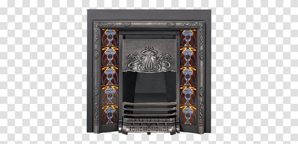 Stovax Art Nouveau Tiled Insert, Indoors, Fireplace, Furniture, Hearth Transparent Png