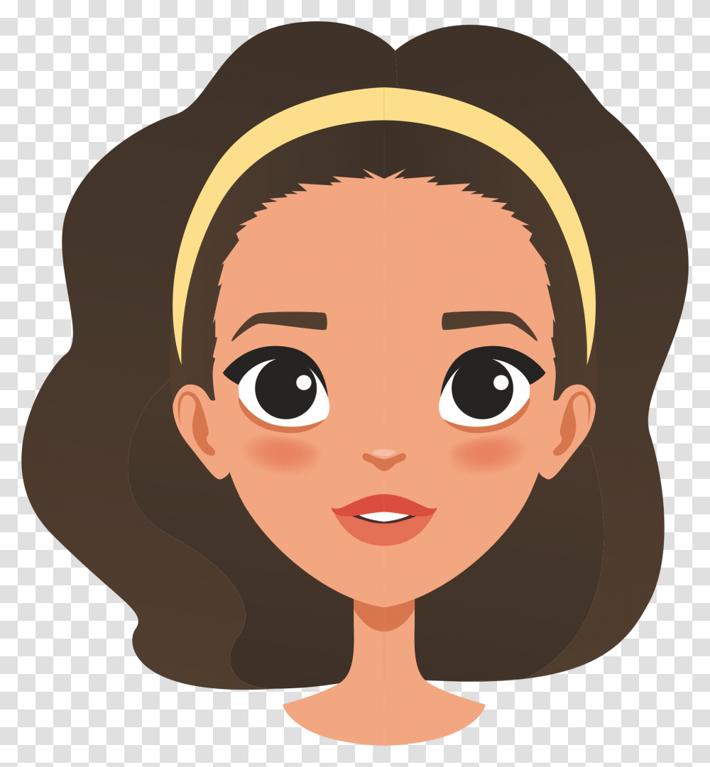 Straight Face Smiling Face Woman Face Animation, Label, Head, Hair Transparent Png