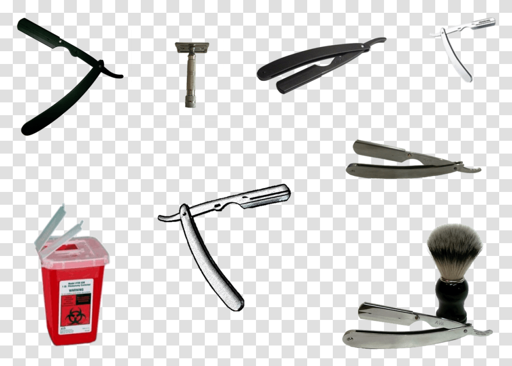 Straight Razor Brushes Disposable Bin And Razor Blades Straight Razor Vs Safety Razor, Weapon, Weaponry, Bow Transparent Png