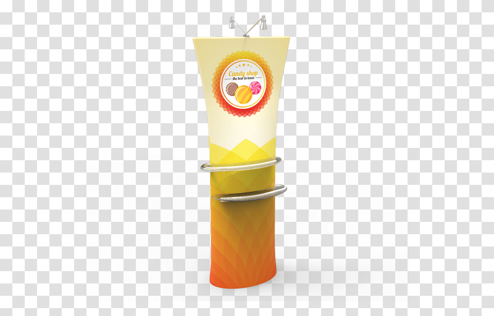 Straight Top Tension Fabric Banner Stand With Arm Shelves Banner, Sunscreen, Cosmetics, Bottle Transparent Png
