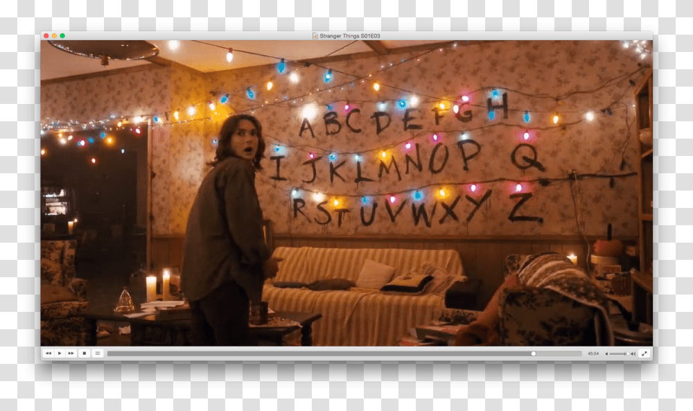 Stranger Things House Inside, Person, Couch, Furniture, Lighting Transparent Png