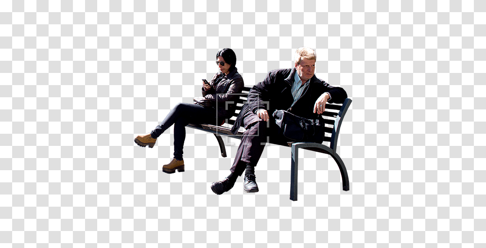 Strangers On A Bench, Sitting, Person, Furniture Transparent Png