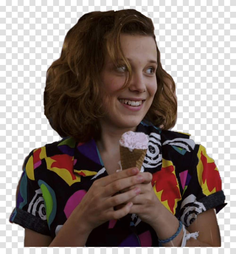 Strangerthings 11 Eleven Stranger Things Ice Cream, Person, Human, Dessert, Food Transparent Png