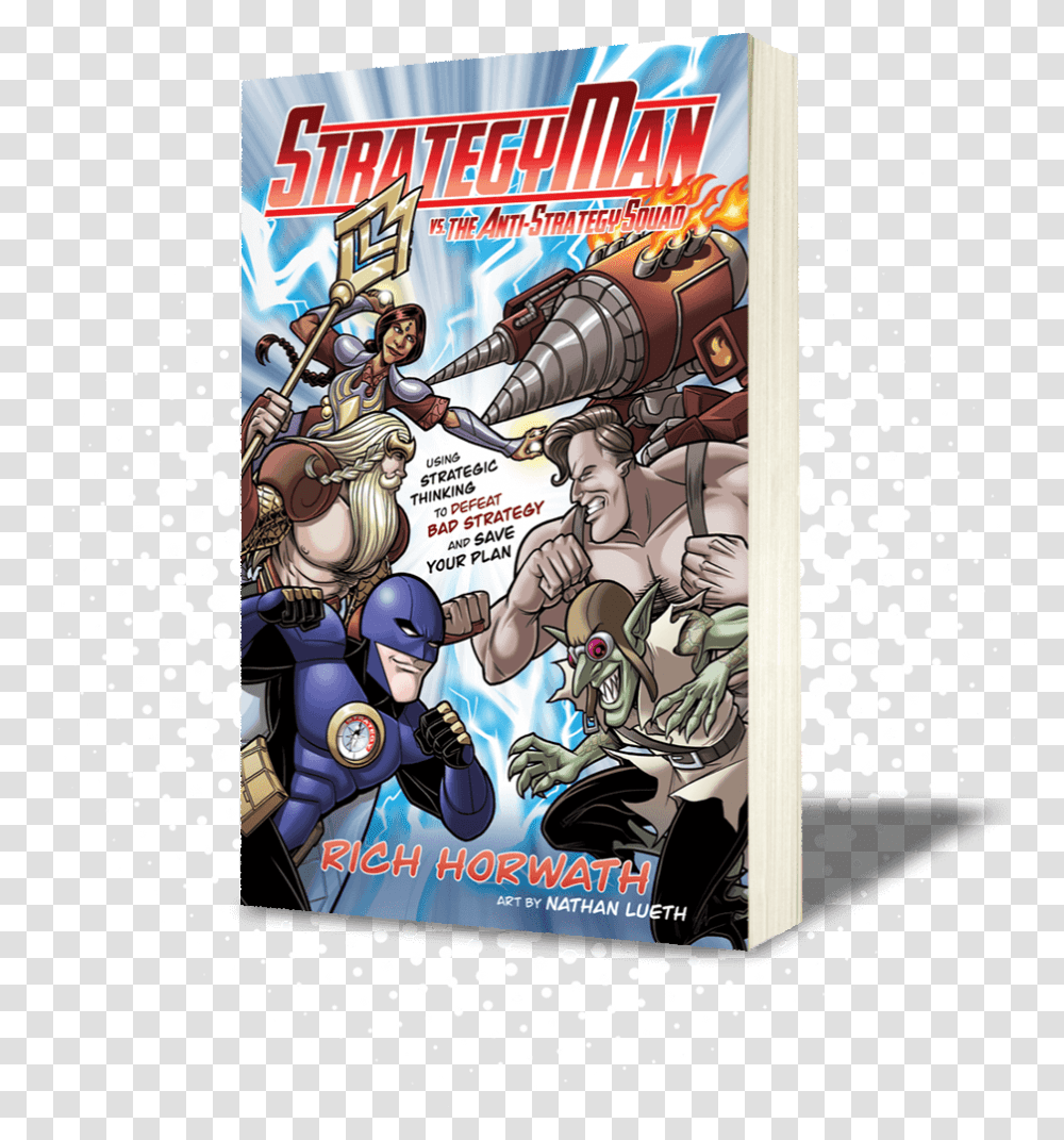 Strategyman Book Cover Strategy Man Vs The Anti Strategy Squad, Poster, Advertisement, Comics, Person Transparent Png