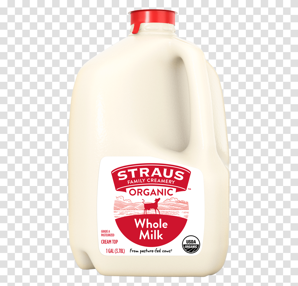 Straus Organic Whole Milk Gallon, Beverage, Drink, Food Transparent Png