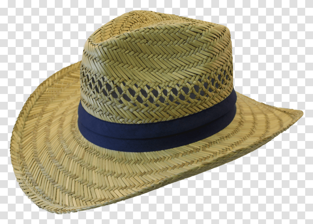 Straw Hat With Navy Band Cowboy Hat Farmer Hat, Apparel, Sun Hat, Sombrero Transparent Png