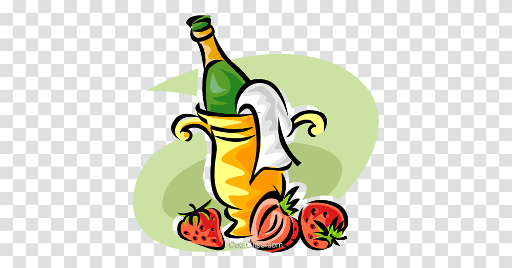 Strawberries And Champagne Royalty Free Vector Clip Art, Bottle, Drawing, Performer Transparent Png