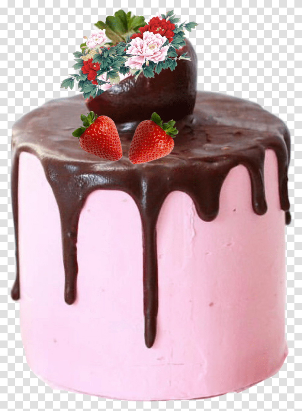 Strawberries Cake Chocolate Chocolate Cake, Dessert, Food, Icing, Cream Transparent Png