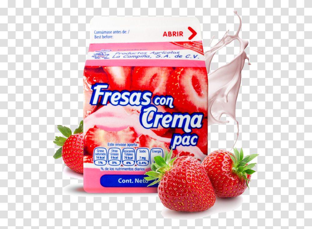 Strawberries Fresas Con Crema, Strawberry, Fruit, Plant, Food Transparent Png