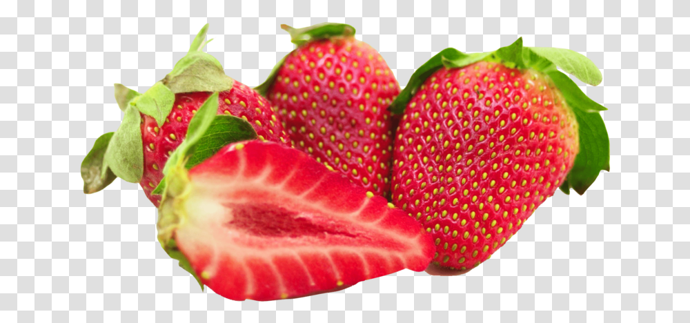 Strawberries With Leaf And Sliced Strawberry, Fruit, Plant, Food, Rose Transparent Png