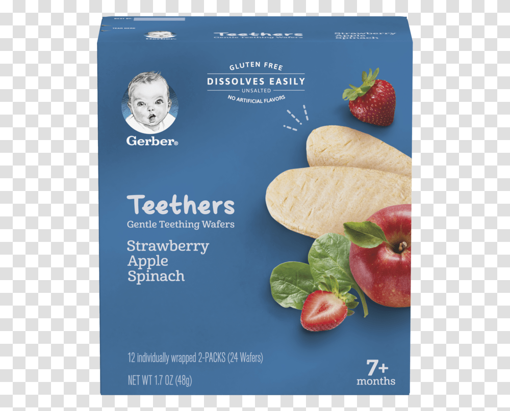 Strawberry Apple Spinach Gerber Teethers Strawberry Apple Spinach, Fruit, Plant, Food, Person Transparent Png