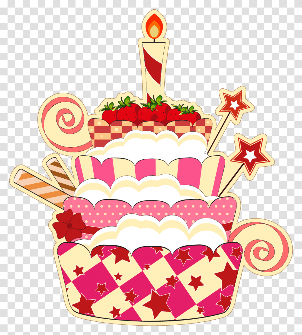 Strawberry Birthday Cake Clipart, Dessert, Food Transparent Png