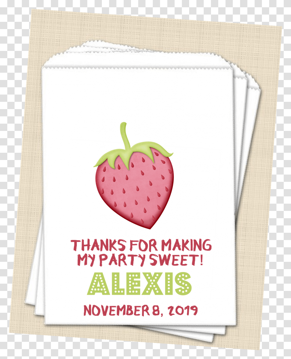 Strawberry Birthday Party Favor Bags Johnny Allen Tennis, Fruit, Plant, Food Transparent Png