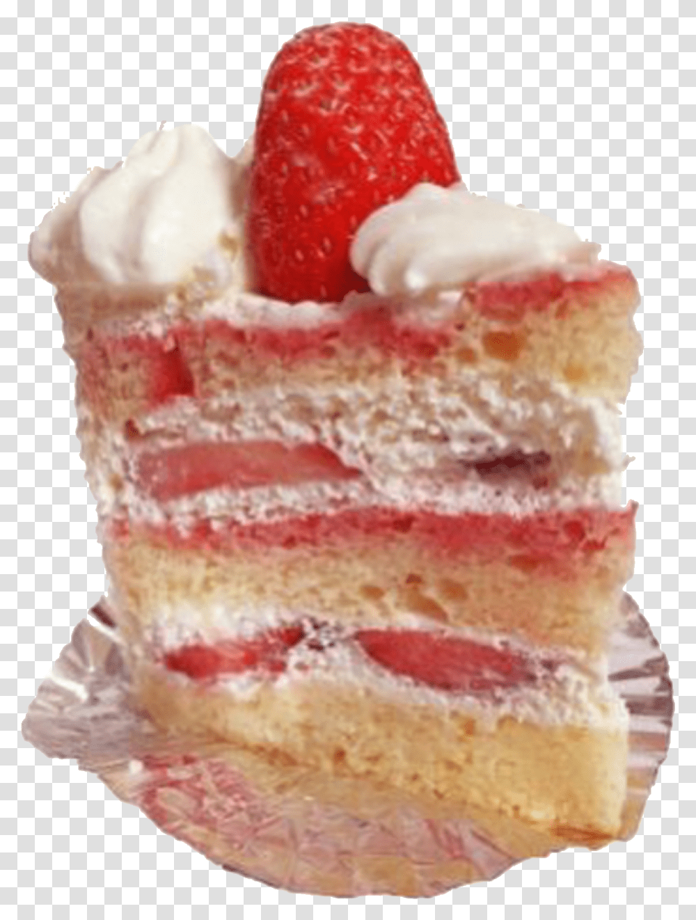 Strawberry Cake Slice, Cream, Dessert, Food, Creme Transparent Png