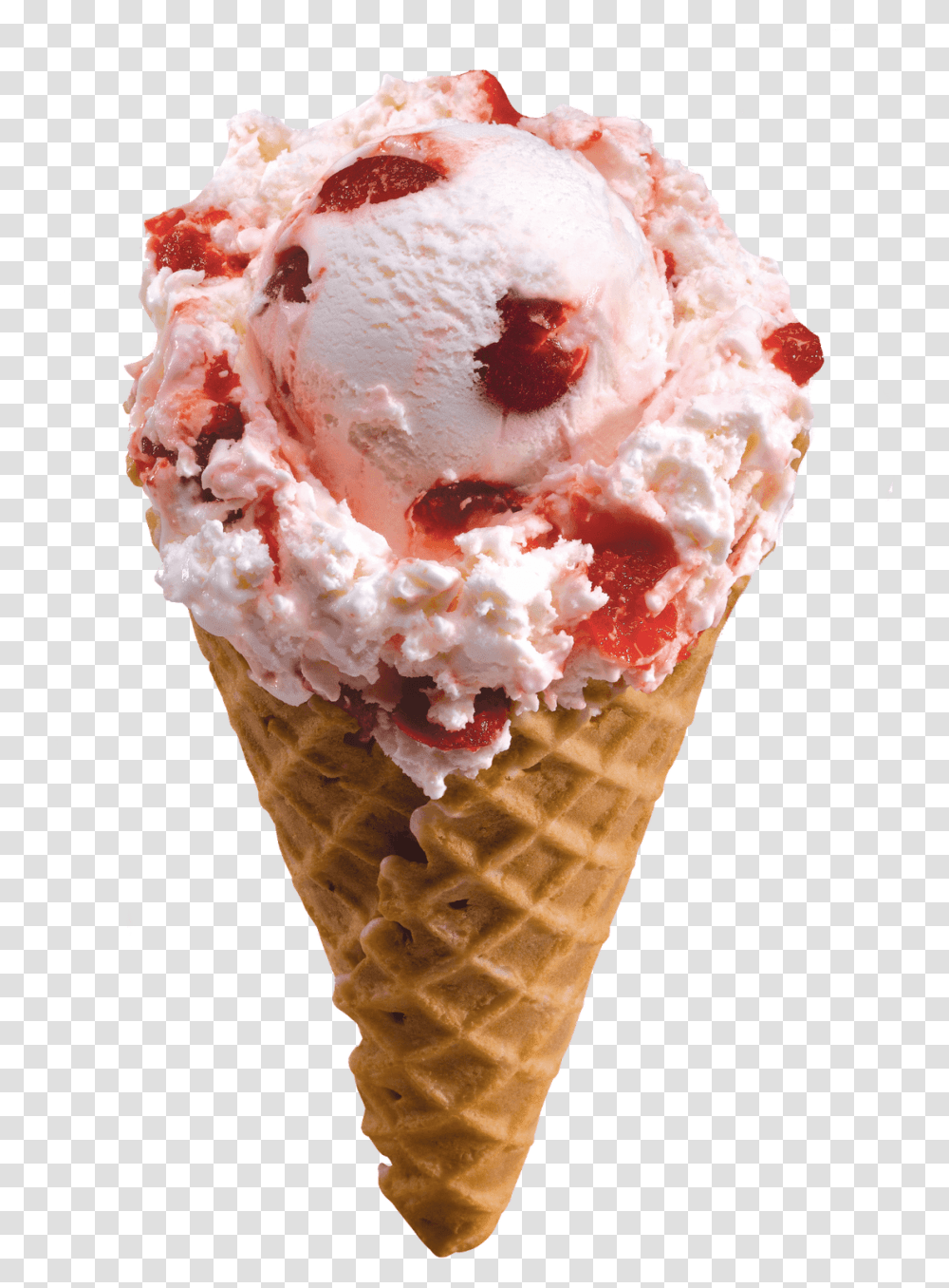Strawberry Cone Ice Cream, Dessert, Food, Creme, Fungus Transparent Png