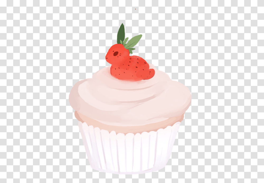 Strawberry, Cupcake, Cream, Dessert, Food Transparent Png