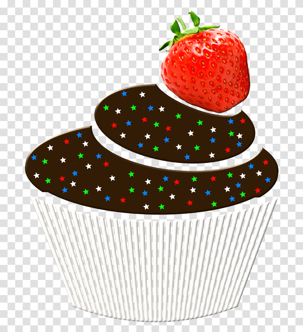 Strawberry, Cupcake, Cream, Dessert, Food Transparent Png