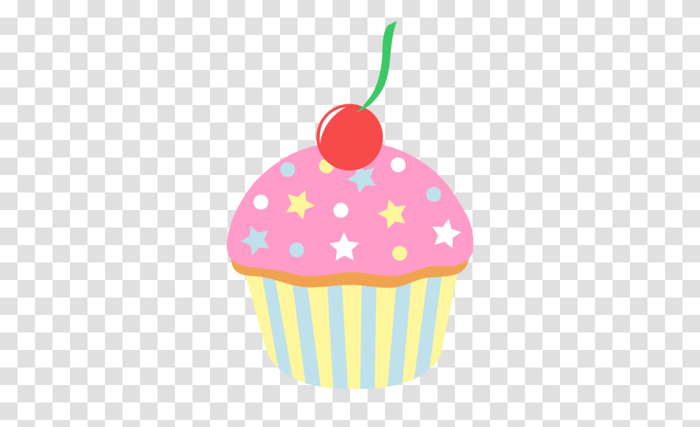 Strawberry Cupcake With Sprinkles And Cherry, Cream, Dessert, Food, Creme Transparent Png