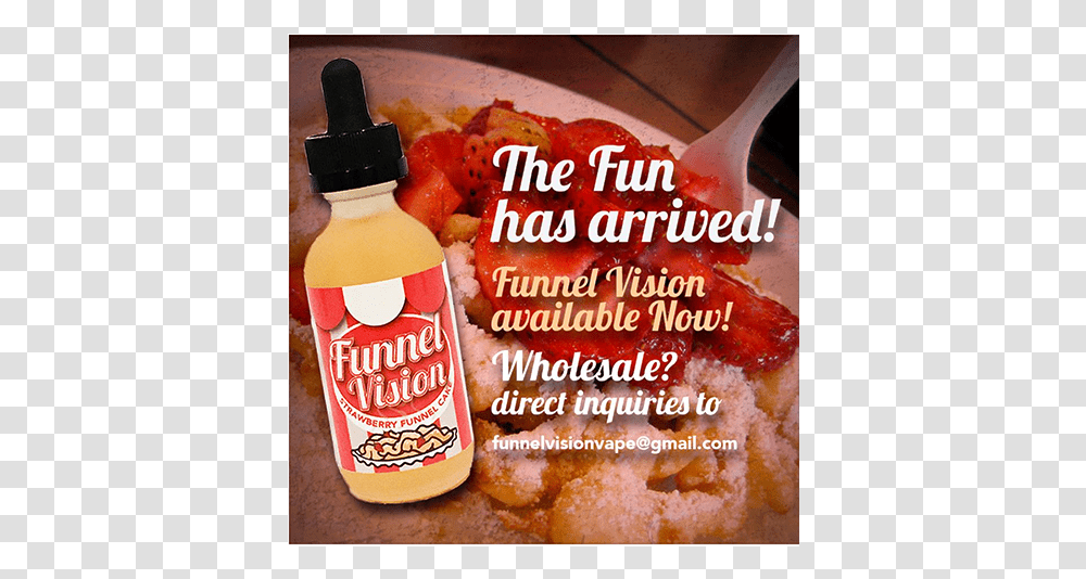 Strawberry Funnel Cake Team Review Spinfuel Emagazine Funnel Cake, Food, Bottle, Fried Chicken, Seasoning Transparent Png