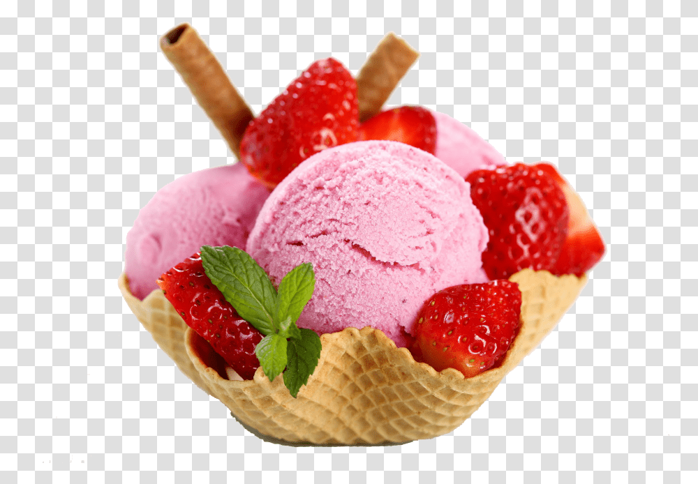 Strawberry Ice Cream, Dessert, Food, Creme, Sweets Transparent Png