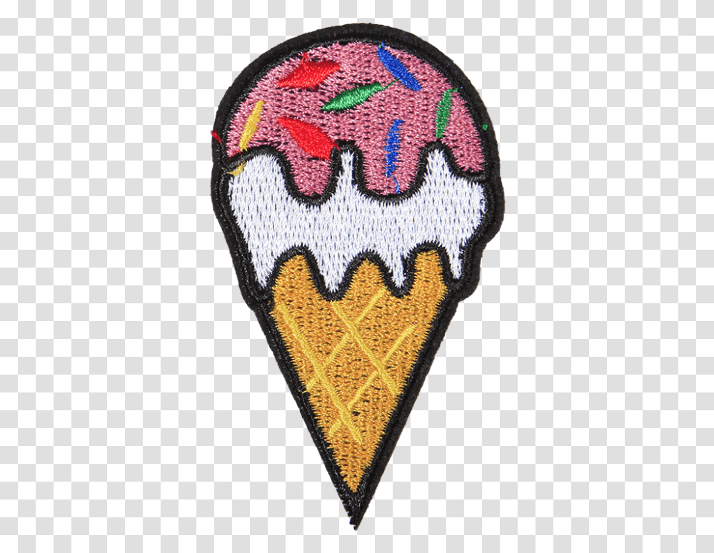 Strawberry Ice Cream Polyester Embroidery Patch Ice Cream, Rug, Logo, Trademark Transparent Png