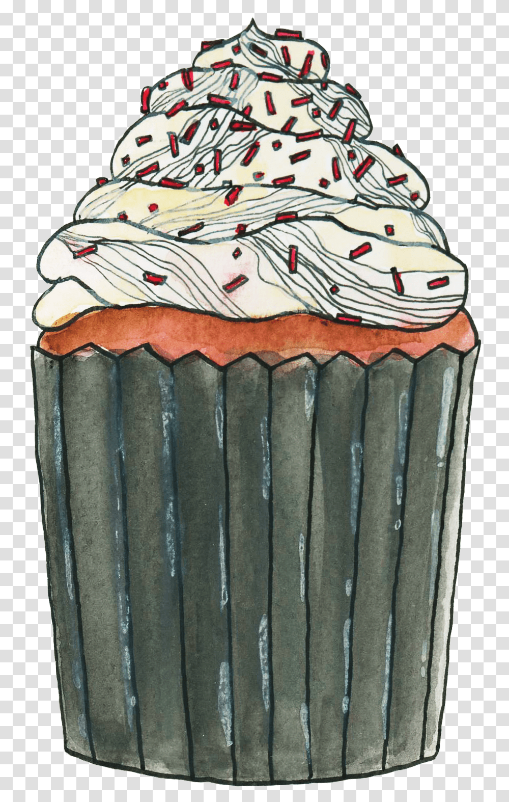 Strawberry Ice Cream Red Velvet Cupcake Cupcake, Dessert, Food, Creme, Icing Transparent Png