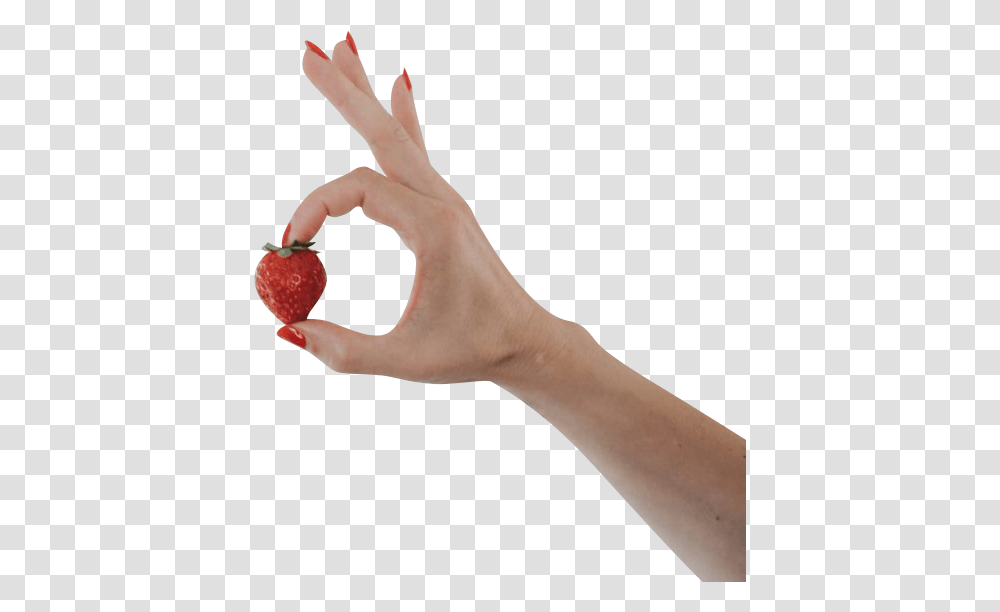 Strawberry In Fingers Background Free Hand, Raspberry, Fruit, Plant, Food Transparent Png