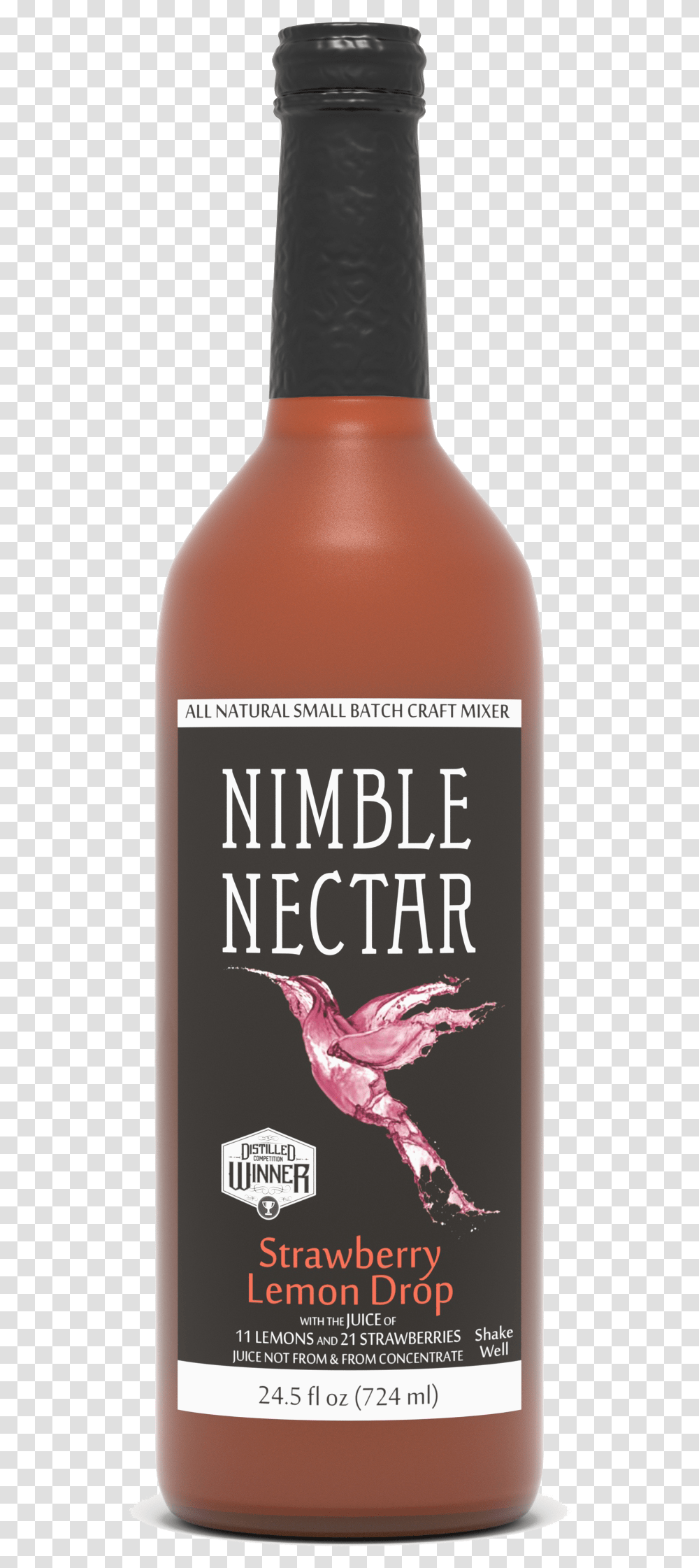 Strawberry Lemon Drop Nimble Nectar Small Batch Craft Mixer, Beverage, Alcohol, Bottle, Wine Transparent Png