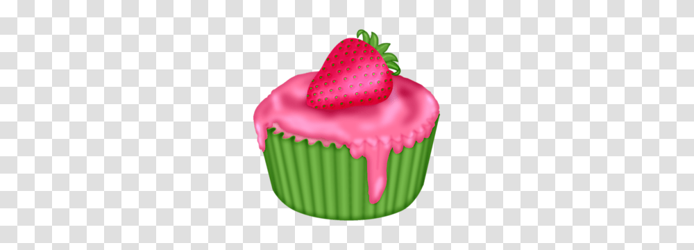 Strawberry Love Elements, Cupcake, Cream, Dessert, Food Transparent Png