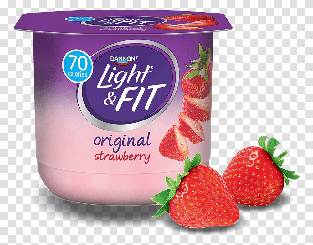 Strawberry Nonfat Yogurt Light And Fit Yogurt, Fruit, Plant, Food, Dessert Transparent Png