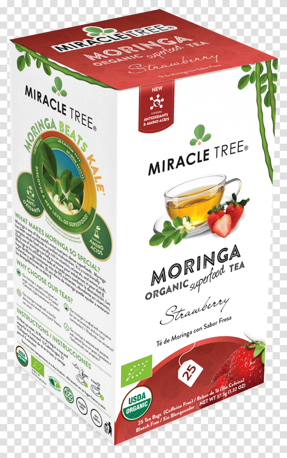 Strawberry Organic Moringa Superfood Tea Bags Organic Moringa Superfood Tea, Plant, Flyer, Poster, Paper Transparent Png