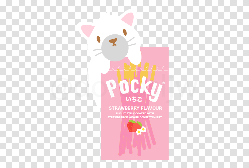 Strawberry Pocky Cat Illustration, Advertisement, Poster, Flyer, Paper Transparent Png