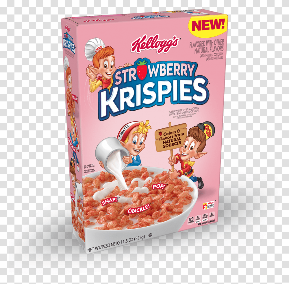 Strawberry Rice Krispies Cereal, Food, Sweets, Dessert, Label Transparent Png