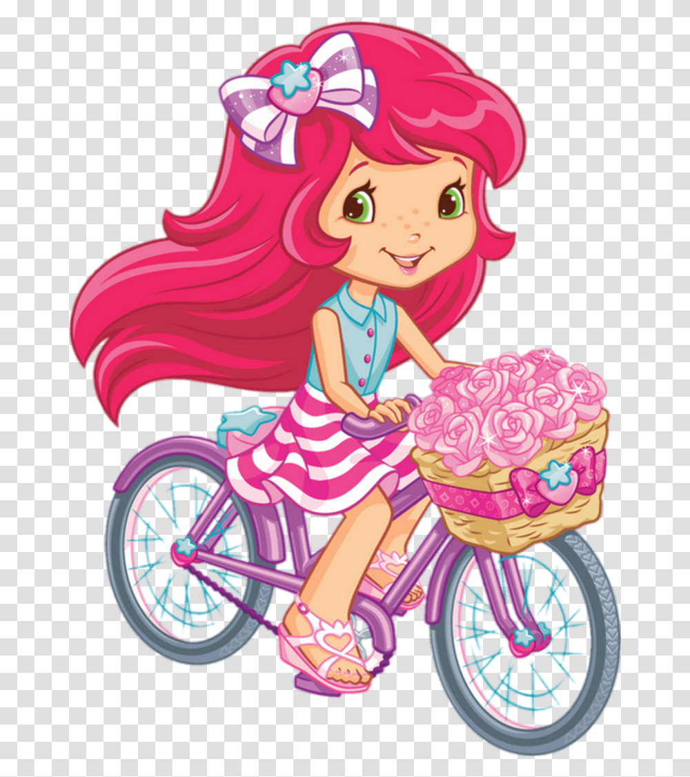 Strawberry Shortcake Cartoon Bike, Person, Wheel, Motorcycle, Vehicle Transparent Png
