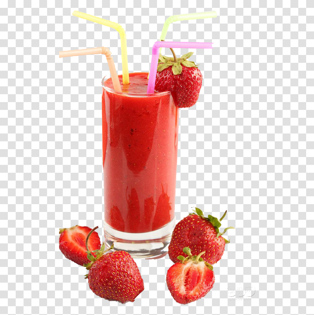 Strawberry Smoothie Clipart Strawberry Juice, Fruit, Plant, Food, Beverage Transparent Png