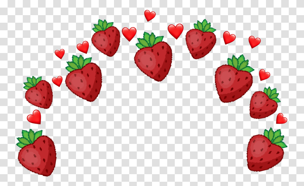 Strawberry Strawberrys Fruit Fruits Heart Hearts Strawberry Emoji Crown, Plant Transparent Png